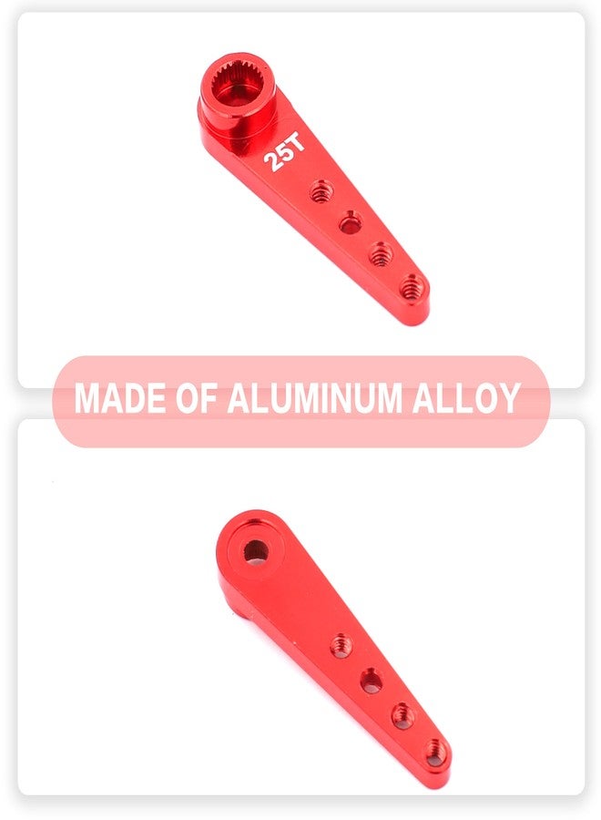 Raflot 6PCS 25T Servo Horn 37mm Aluminum Alloy 25 Teeth Extension Steering Arm Server Compatible with Futaba Savox Power HD HSP MG995 MG996 Servos for RC Car Truck (Red) - Image 4